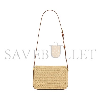 YSL SOLFERINO MEDIUM SATCHEL IN RAFFIA AND LEATHER 751506GAABN2080 (23*16*6cm)